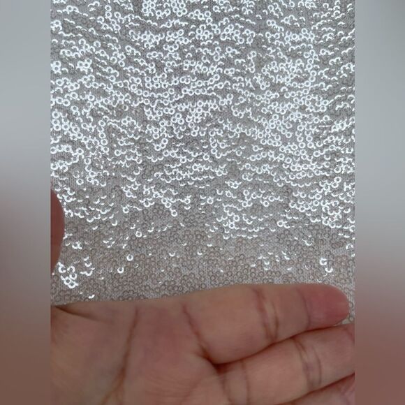 PHO FIRENZE WHITE SEQUIN MINI DRESS WITH DECORATED PROFILES XS - Picture 11 of 17